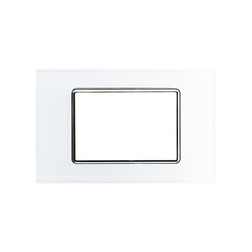 [Placca 3P vetro INT-LGT bianco] 8003BL-1